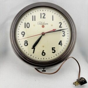 Vintage Telechron Electric School Wall Clock Red Dot 11" USA Model 1H1308 Works!
